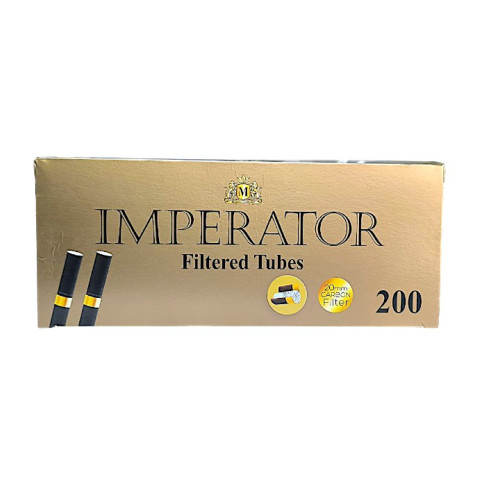 Сигаретні гільзи Imperator Black Carbon Gold 200 шт 20 мм
