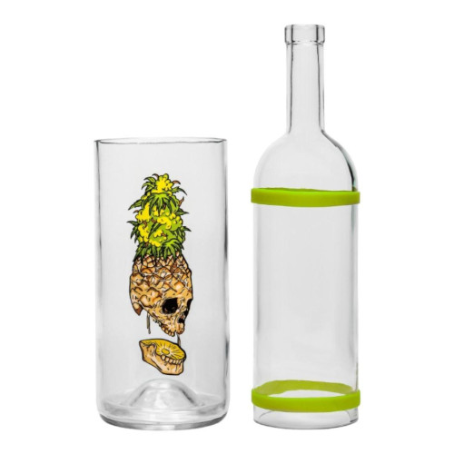 Водний зі скла Weed Skull Yellow