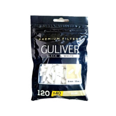 Фильтры для самокруток GULIWER BLACK AND WHITE SLIM 6x15 мм (160 шт.)
