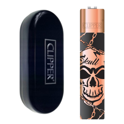 Запальничка Clipper метал Skull Bronze (череп бронзовий)