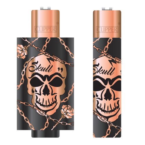 Запальничка Clipper метал Skull Bronze (череп бронзовий)