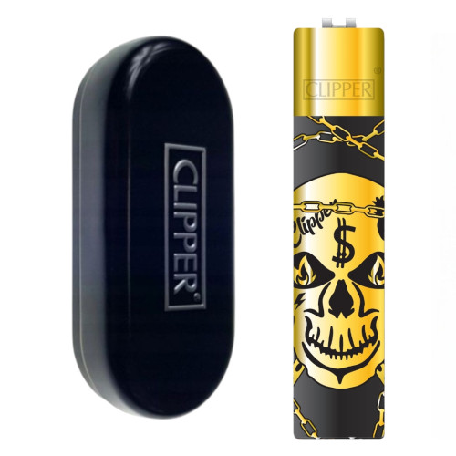 Запальничка Clipper метал Skull Yellow (череп жовтий)