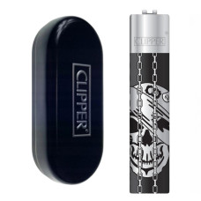 Зажигалка Clipper металл Skull Silver (череп серебристый)