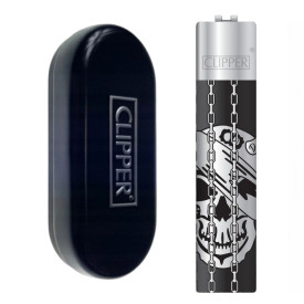 Зажигалка Clipper металл Skull Silver (череп серебристый)