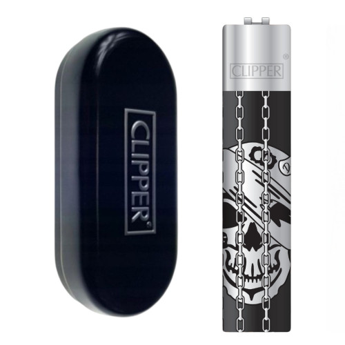 Запальничка Clipper метал Skull Silver (череп сріблястий)