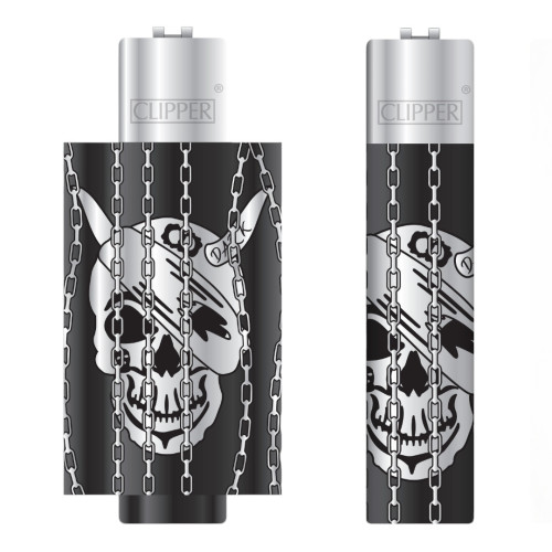 Запальничка Clipper метал Skull Silver (череп сріблястий)