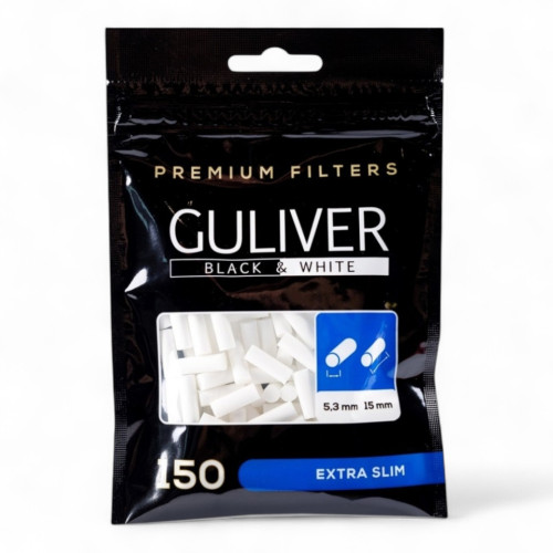 Фільтри для самокруток GULIWER BLACK AND WHITE EXTRA SLIM 5.3X15 мм (150 шт)