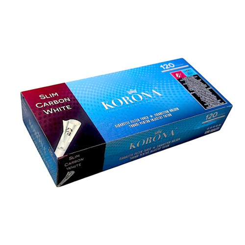 Гільзи для цигарок KORONA SLIM CARBON WHITE 120 шт