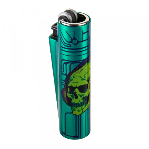 Запальничка Clipper Mini Metal Case DJ Green Skull