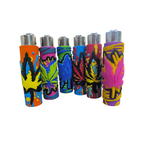 Запальничка Clipper Rasta Leaf Silicone Cover блакитна