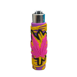 Запальничка Clipper Rasta Leaf Silicone Cover рожева