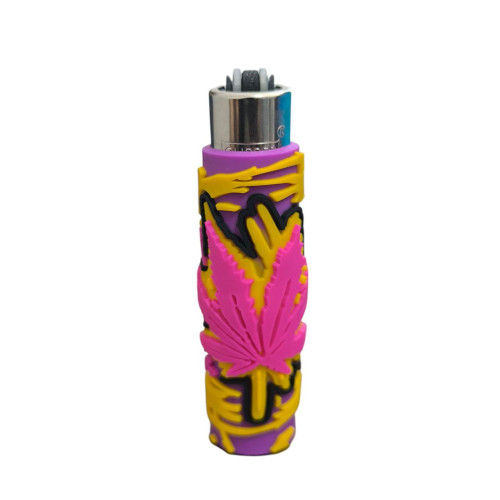 Запальничка Clipper Rasta Leaf Silicone Cover рожева