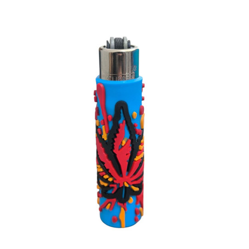 Запальничка Clipper Rasta Leaf Silicone Cover блакитна