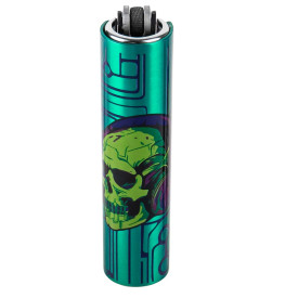 Запальничка Clipper Mini Metal Case DJ Green Skull